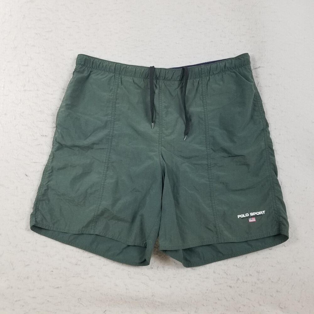 Polo Ralph Lauren Swim Trunks Mens 38 Green Polo Sport Lined Drawstring USA